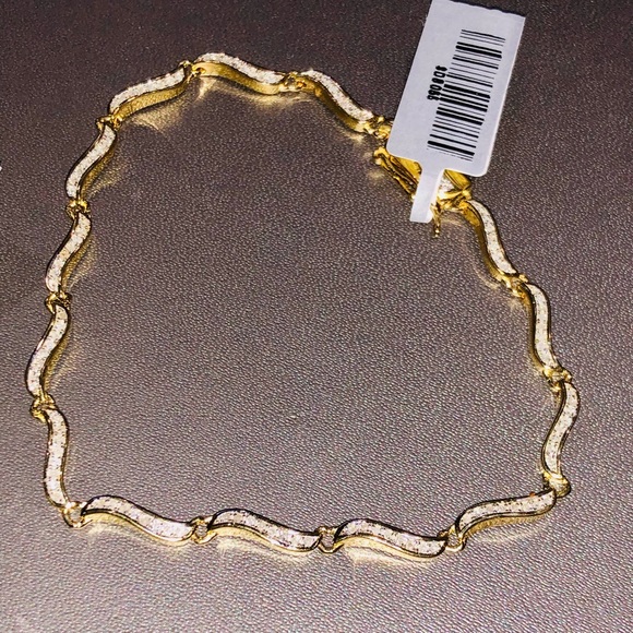 10k gold vermeil Real Diamond Genuine natural dainty elegant bracelet NOT CZ WOW - Picture 4 of 8